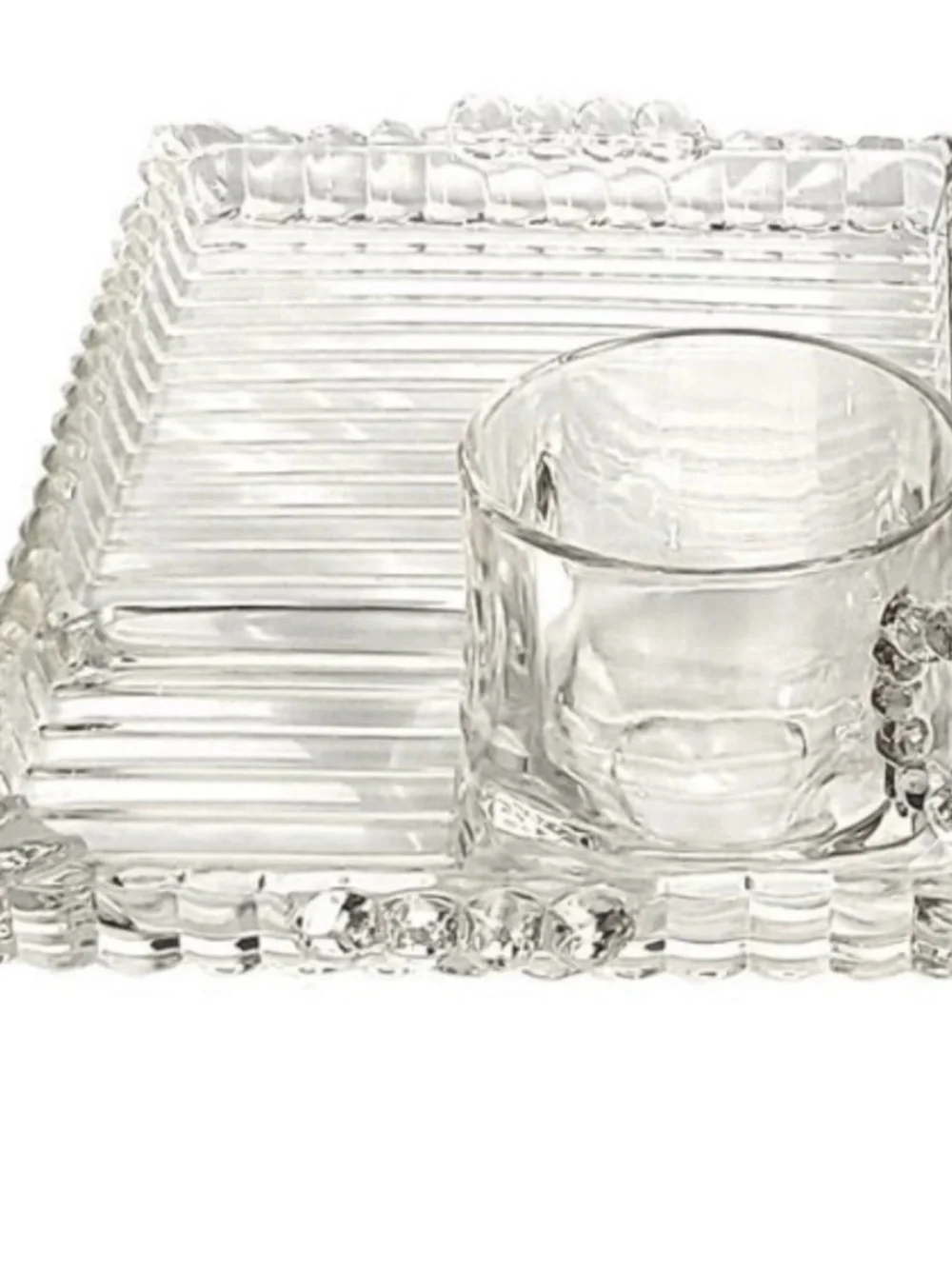 Vintage hazel atlas Clear Glass Sectioned Serving Tray with glass